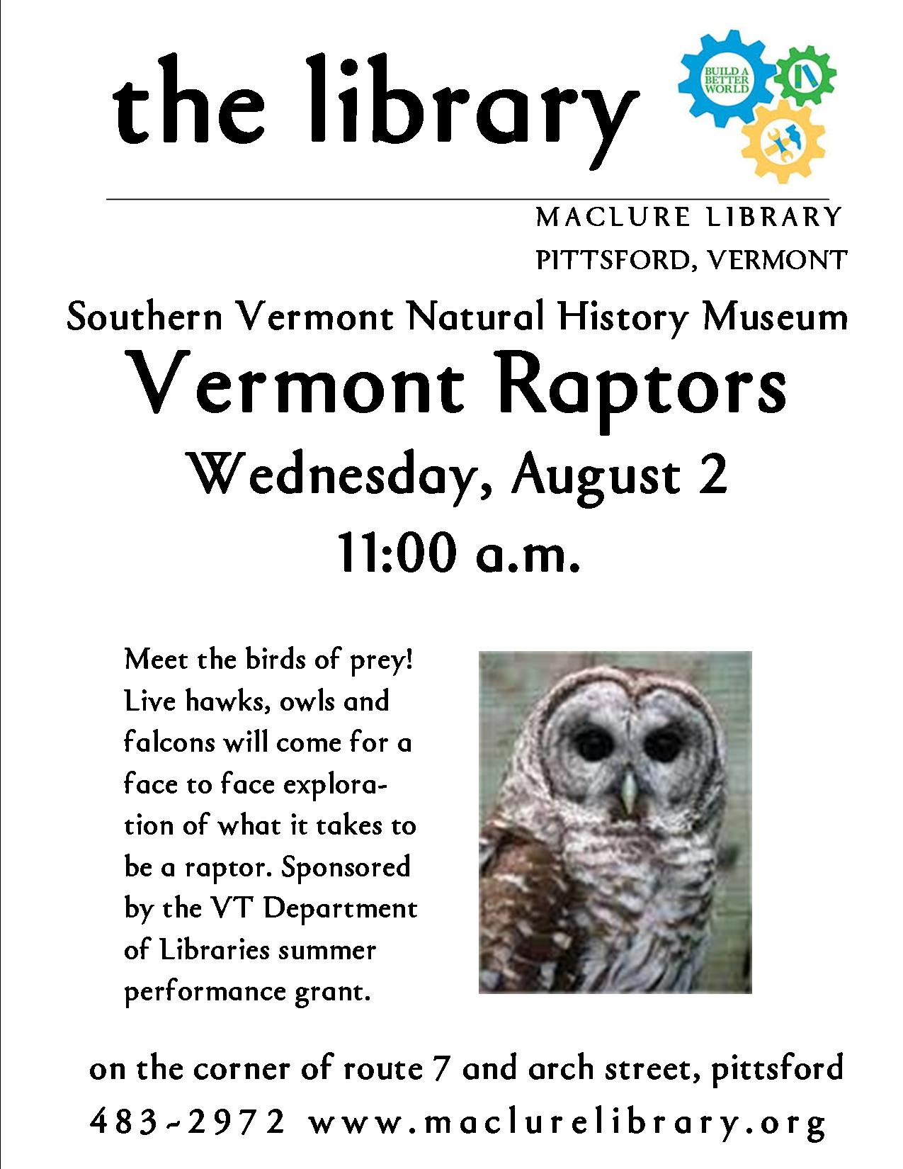 Vermont Raptors Maclure Library