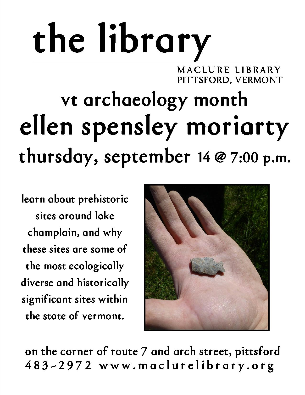 Let's Celebrate Vermont Archaeology! Maclure Library